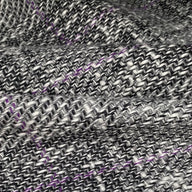 Woven Wool Coating - Plaid - Grey/White/Black/Purple