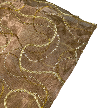 Embroidered Silk Organza - 52” - Gold