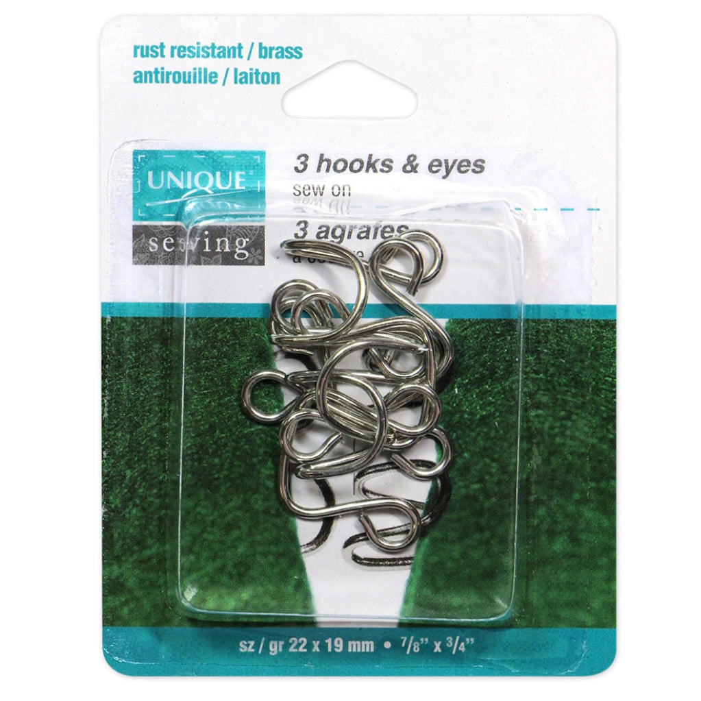 Hooks & Eyes - Black - 22mm x 19mm - 3 Sets