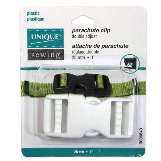 Double Adjust Parachute Buckle - Plastic - 25mm (1″) - White