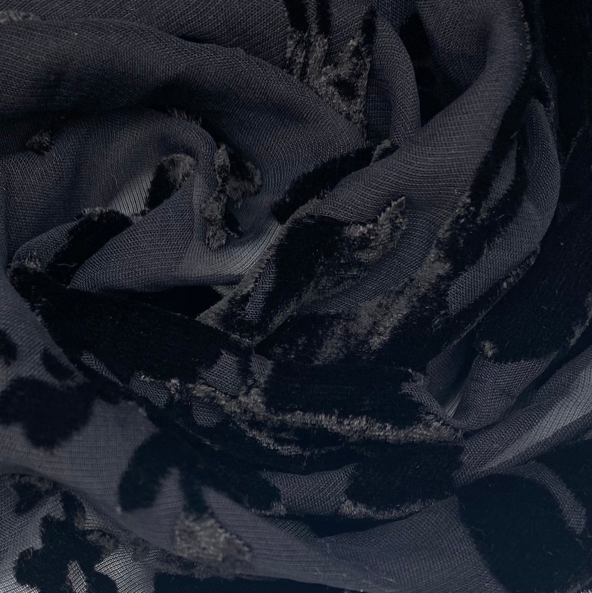 Floral Burnout Silk Chiffon - Black