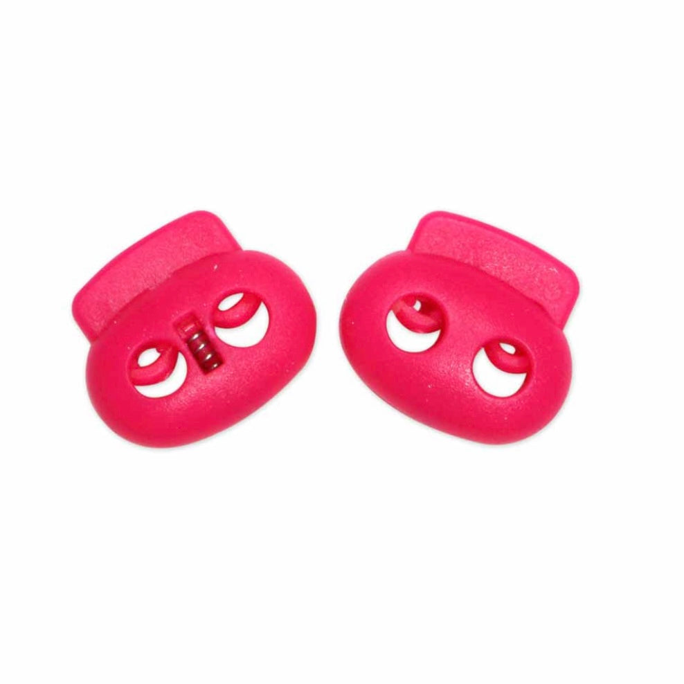 Plastic Two Hole Cord Stops - Pink - 2 pcs