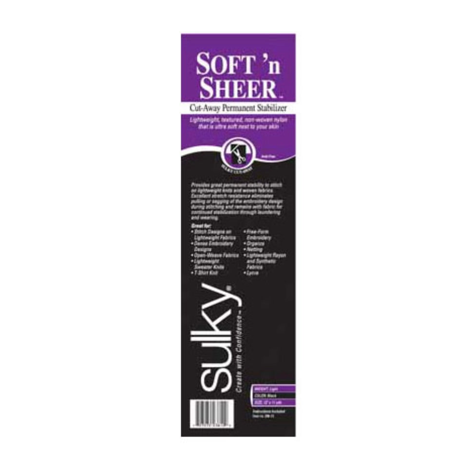 Roll of Soft 'n Sheer Cut Away Stabilizer - Black - 8″ x 11 yds