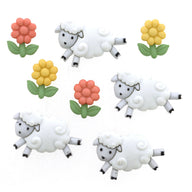 Novelty Buttons - Count Sheep - 8pcs