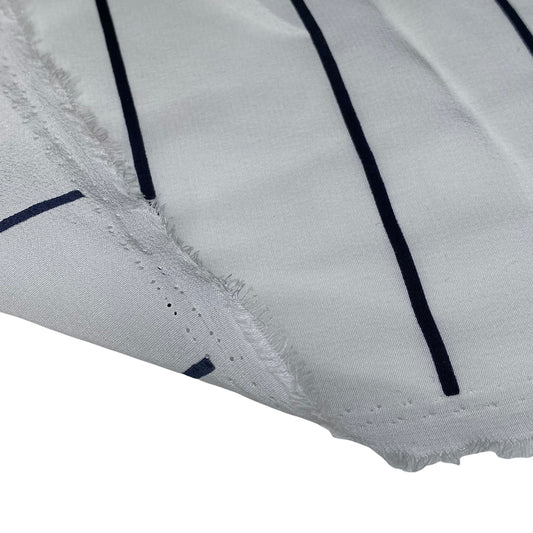 Striped Silk Georgette - White/Navy