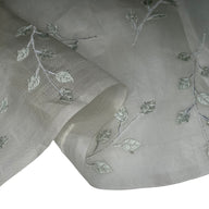 Embroidered Silk Organza - Light Grey/Mint