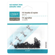Hooks & Eyes - Black - Size 1 - 14 Sets