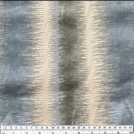 Patterned Velvet Upholstery - Designer Remnant - Blue/Beige/Green