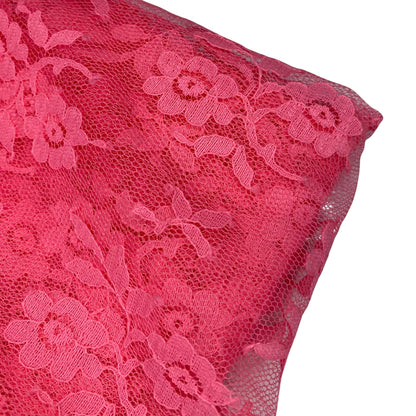 Scalloped Edged Floral Polyester Lace - 52” - Pink