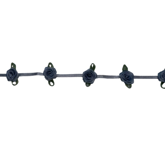 Rosette Satin Ribbon Trim - Remnant - Grey/Green