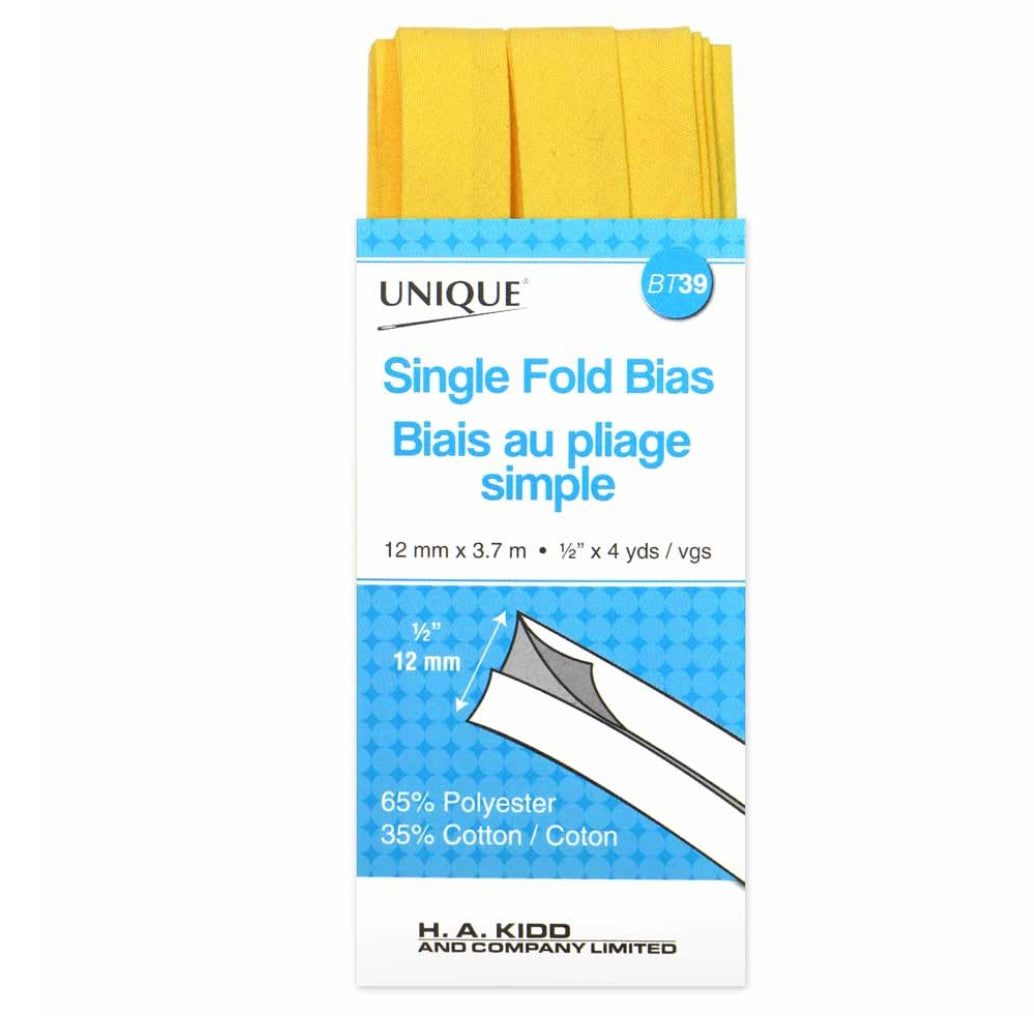 Single Fold Bias Tape - 12mm x 3.7m