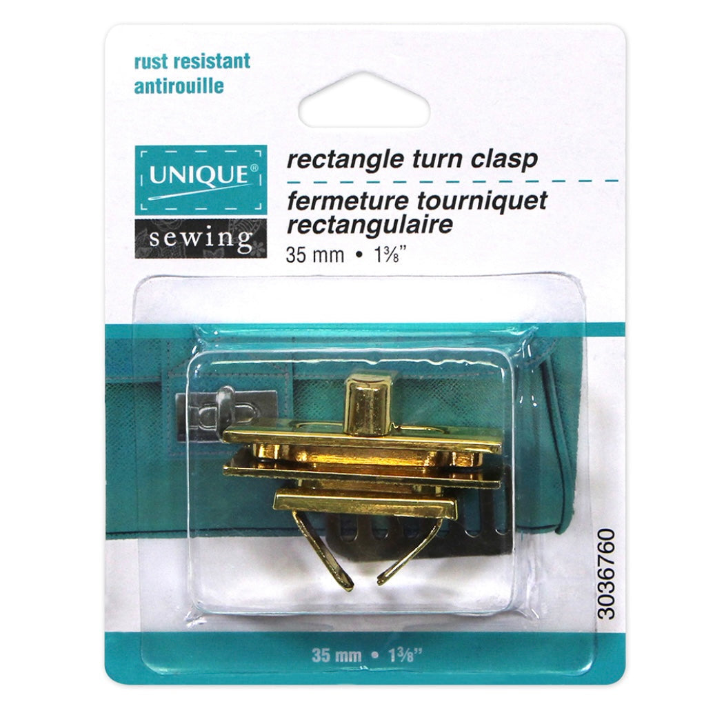 Rectangle Turn Clasp - 35mm - Gold