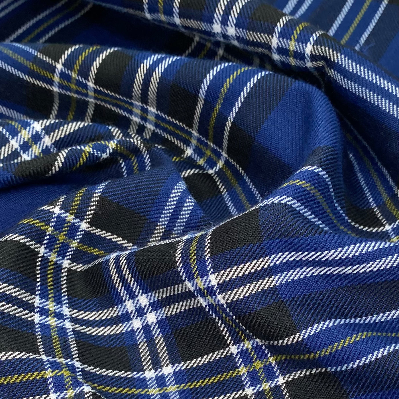 Plaid Wool Blend - Blue/Black/White/Yellow