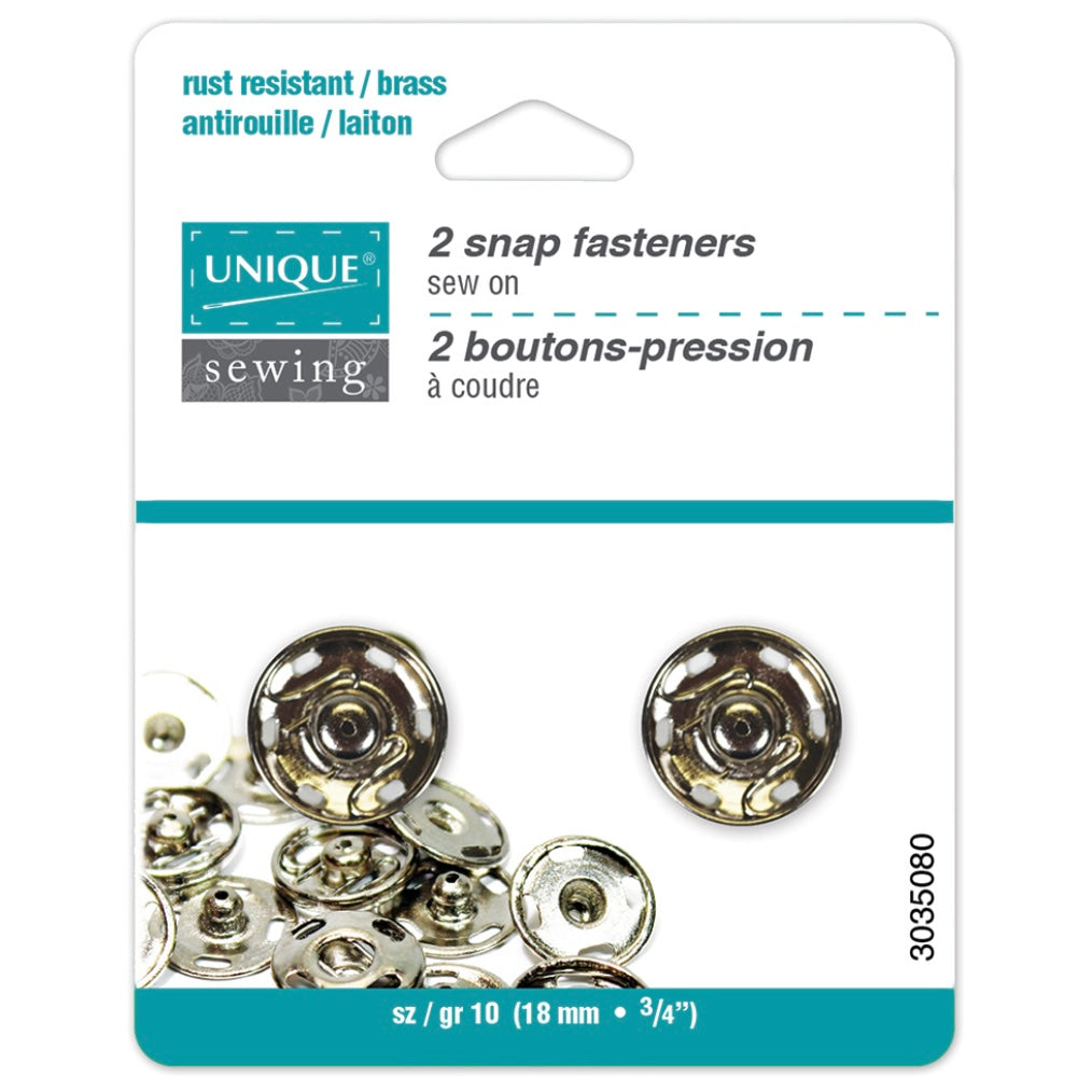 Sew On Snap Fasteners - 7mm (5/16″) - 12  sets - Black