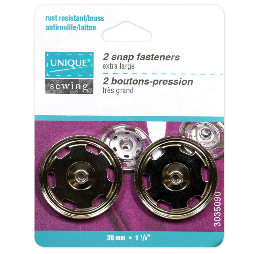 Sew On Snap Fasteners - 30mm (1 1/8″) - 2 sets - Nickel