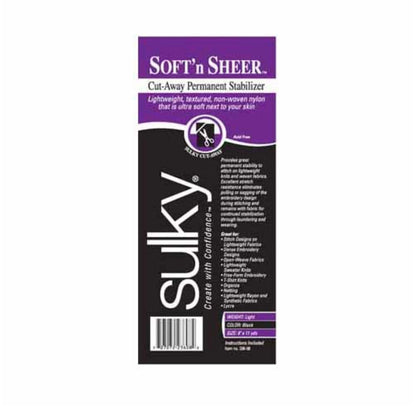 Roll of Soft 'n Sheer Cut Away Stabilizer - Black - 8″ x 11 yds