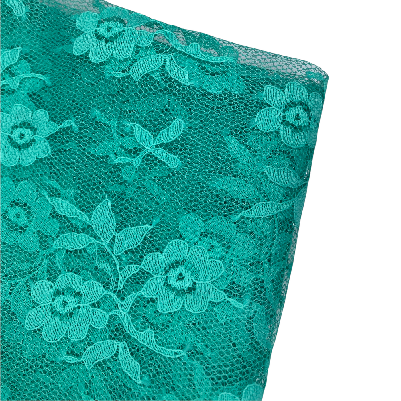 Scalloped Edged Floral Polyester Lace - 52” - Green