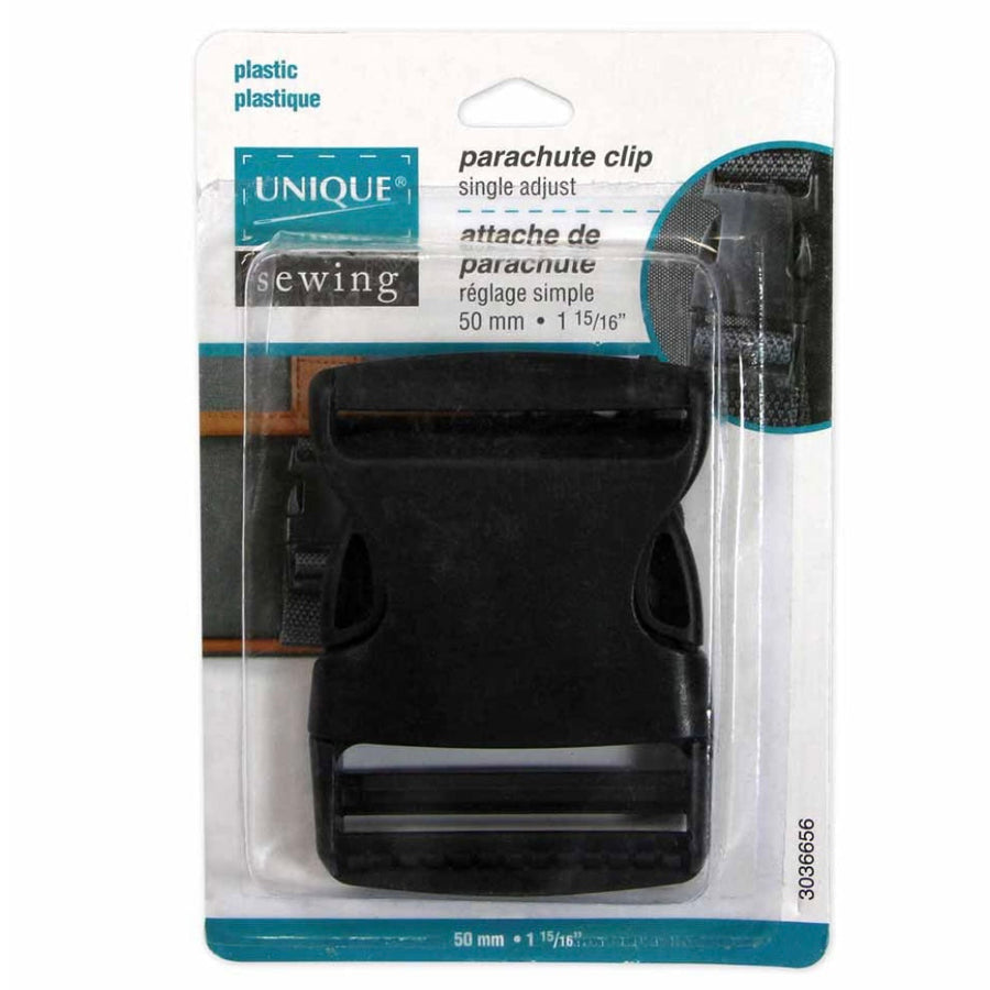 Single Adjust Parachute Buckle - Plastic - 50mm (2″) - Black