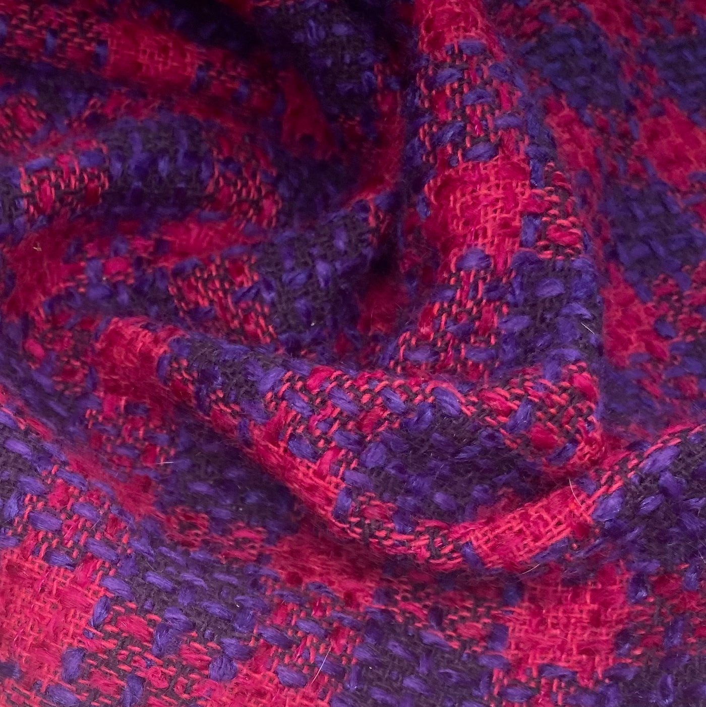 Plaid Coating Wool Blend - Pink/Purple