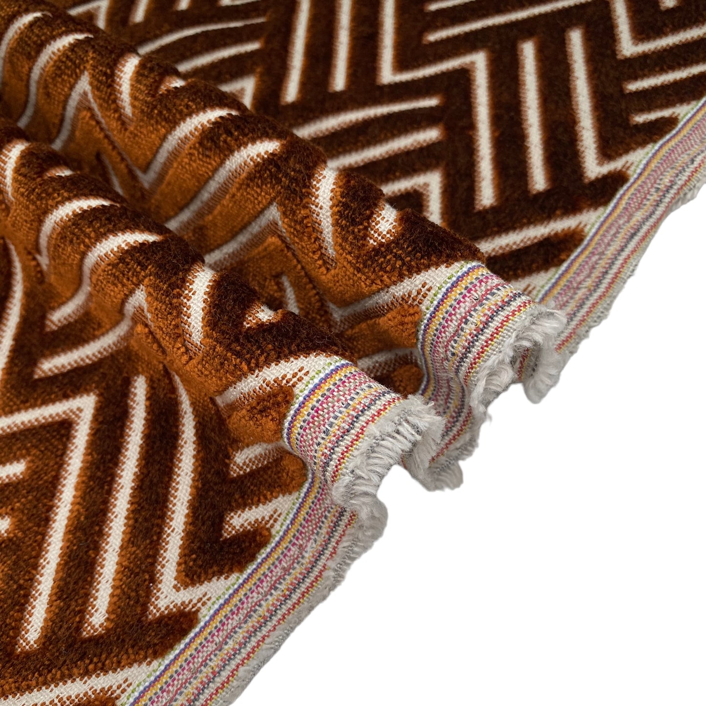 Patterned Velvet Upholstery - Designer Remnant - Copper