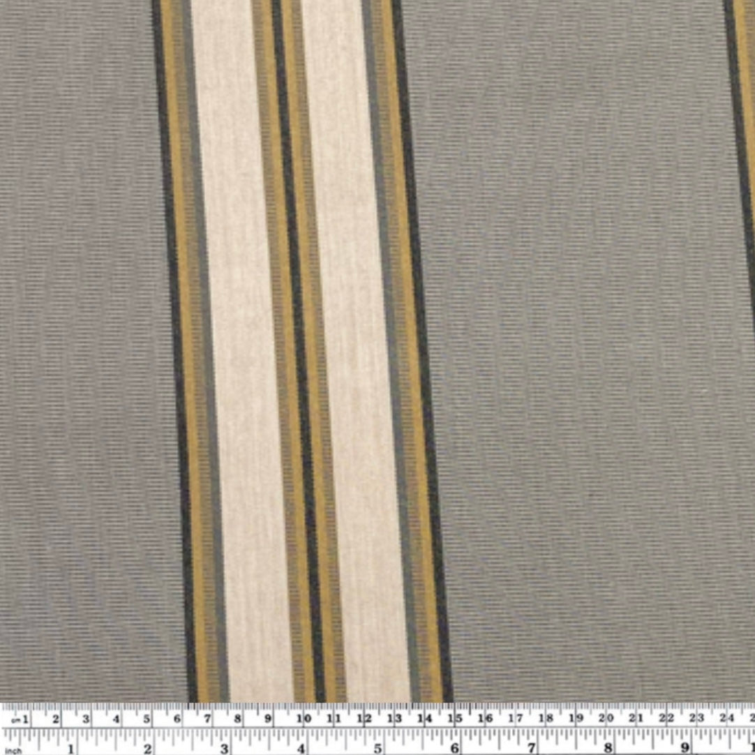 Sunbrella Striped Woven Upholstery - 48” - Grey/Beige/Gold