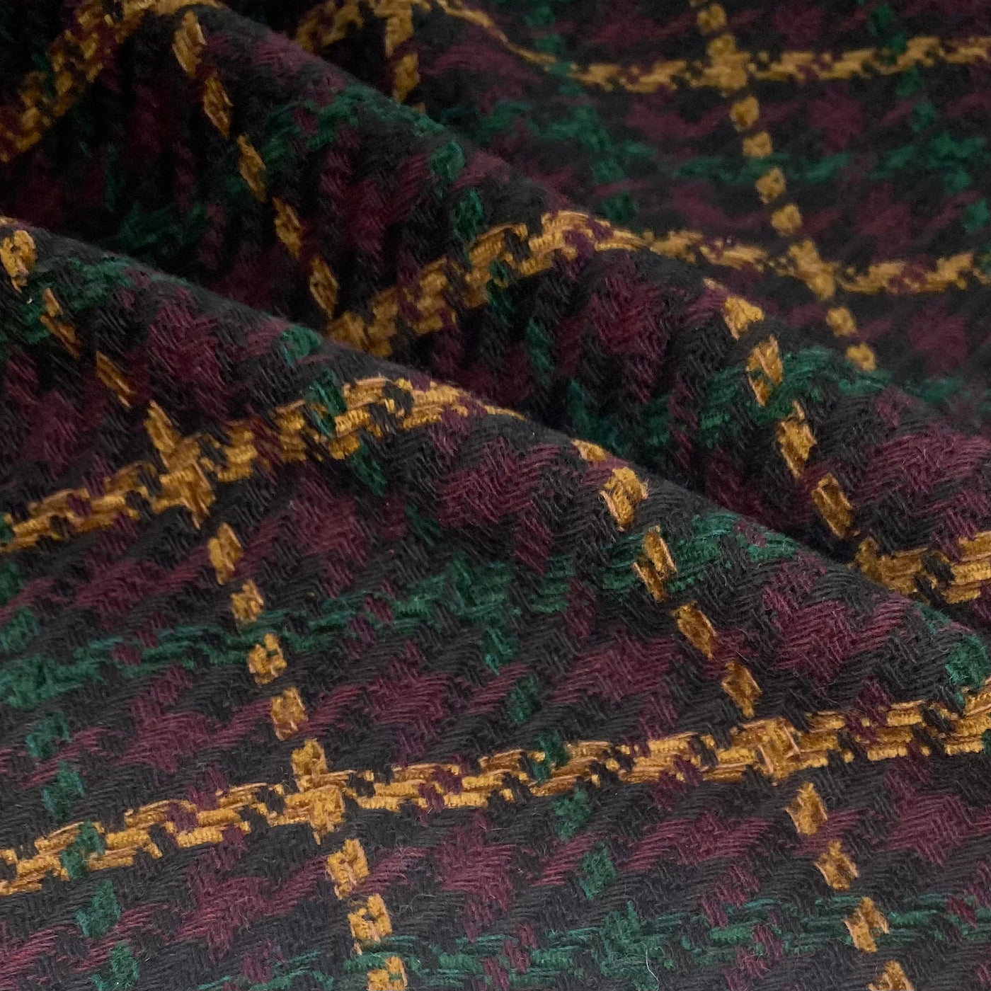 Plaid Coating - Wool Blend - Black/Brown/Purple/Green
