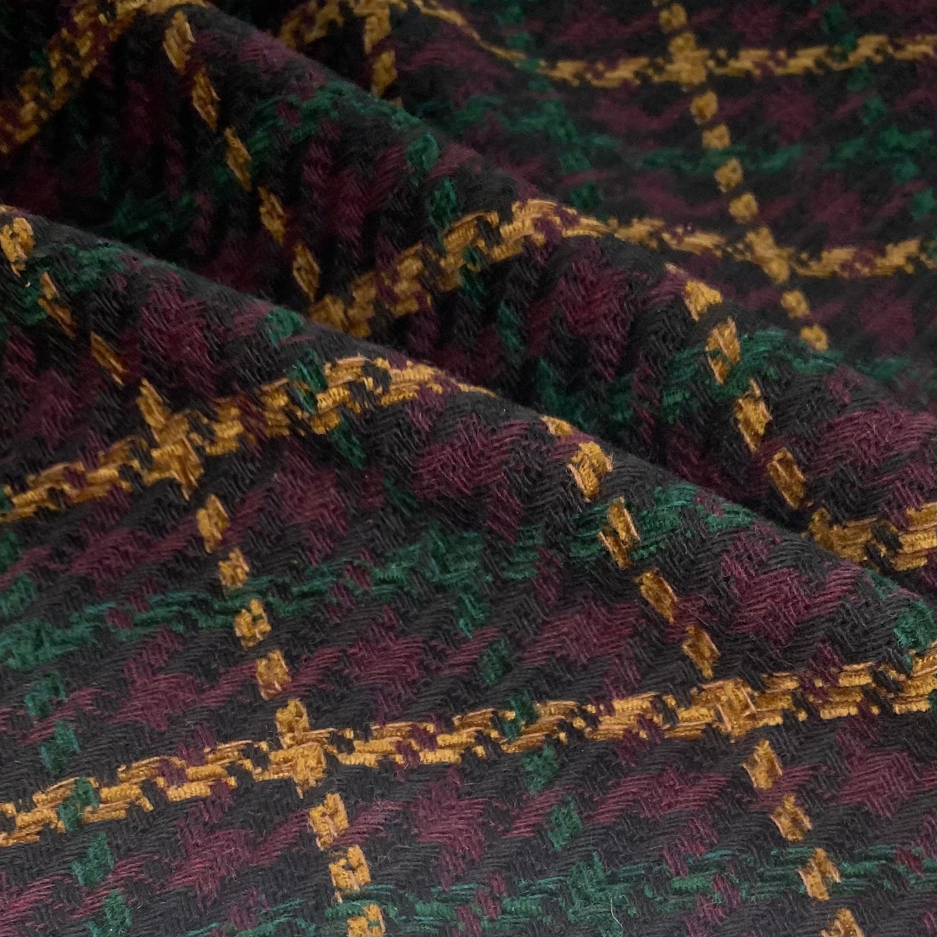 Plaid Coating - Wool Blend - Black/Brown/Purple/Green