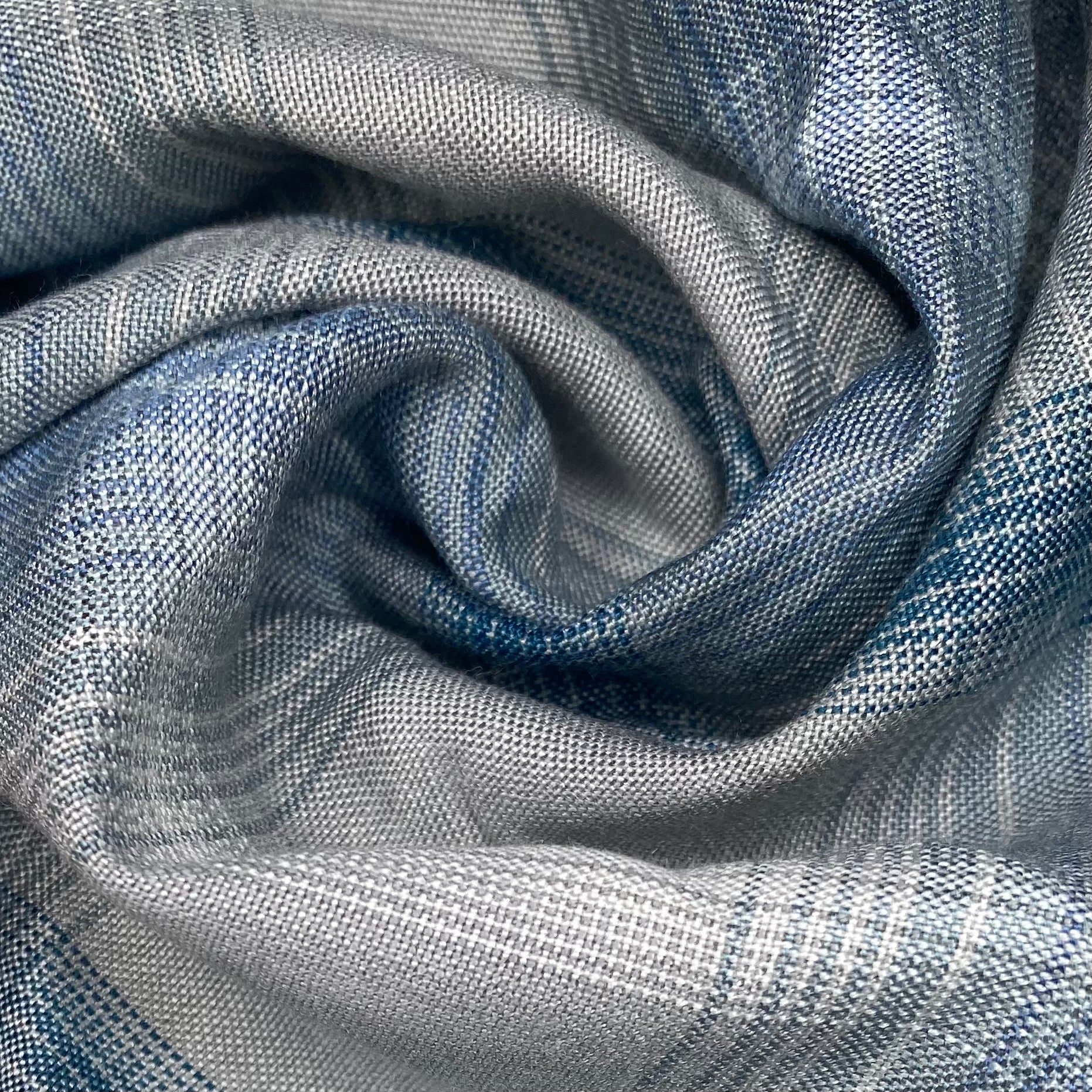 Plaid Rayon Batiste - Grey/Blue/White