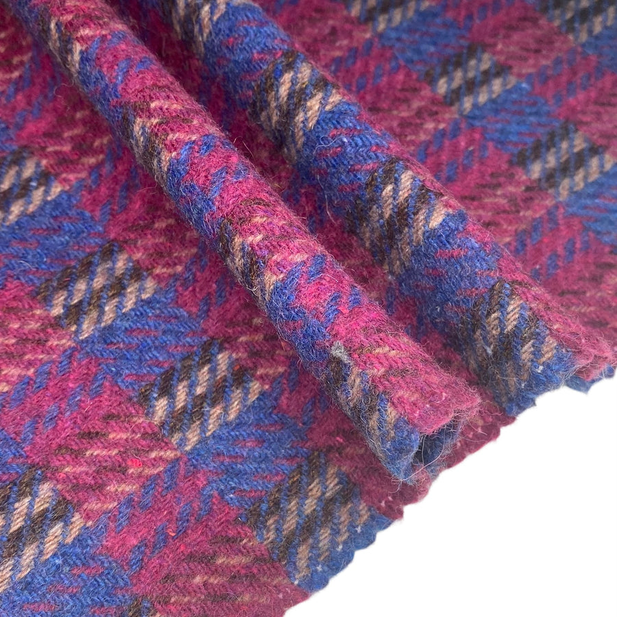 Wool Plaid Coating - Purple/Blue/Brown