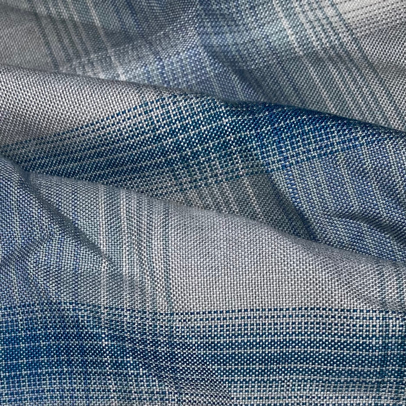 Plaid Rayon Batiste - Grey/Blue/White