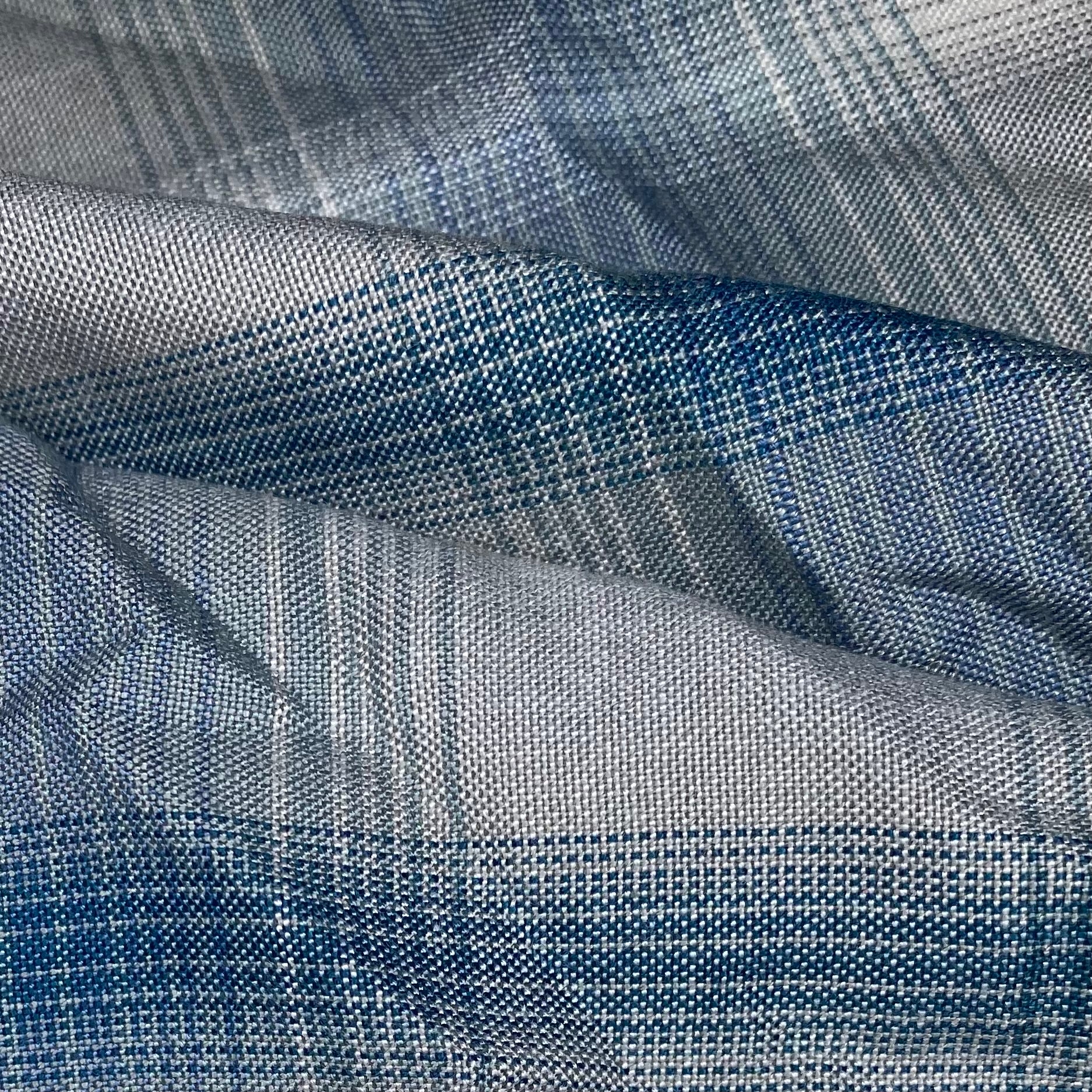 Plaid Rayon Batiste - Grey/Blue/White