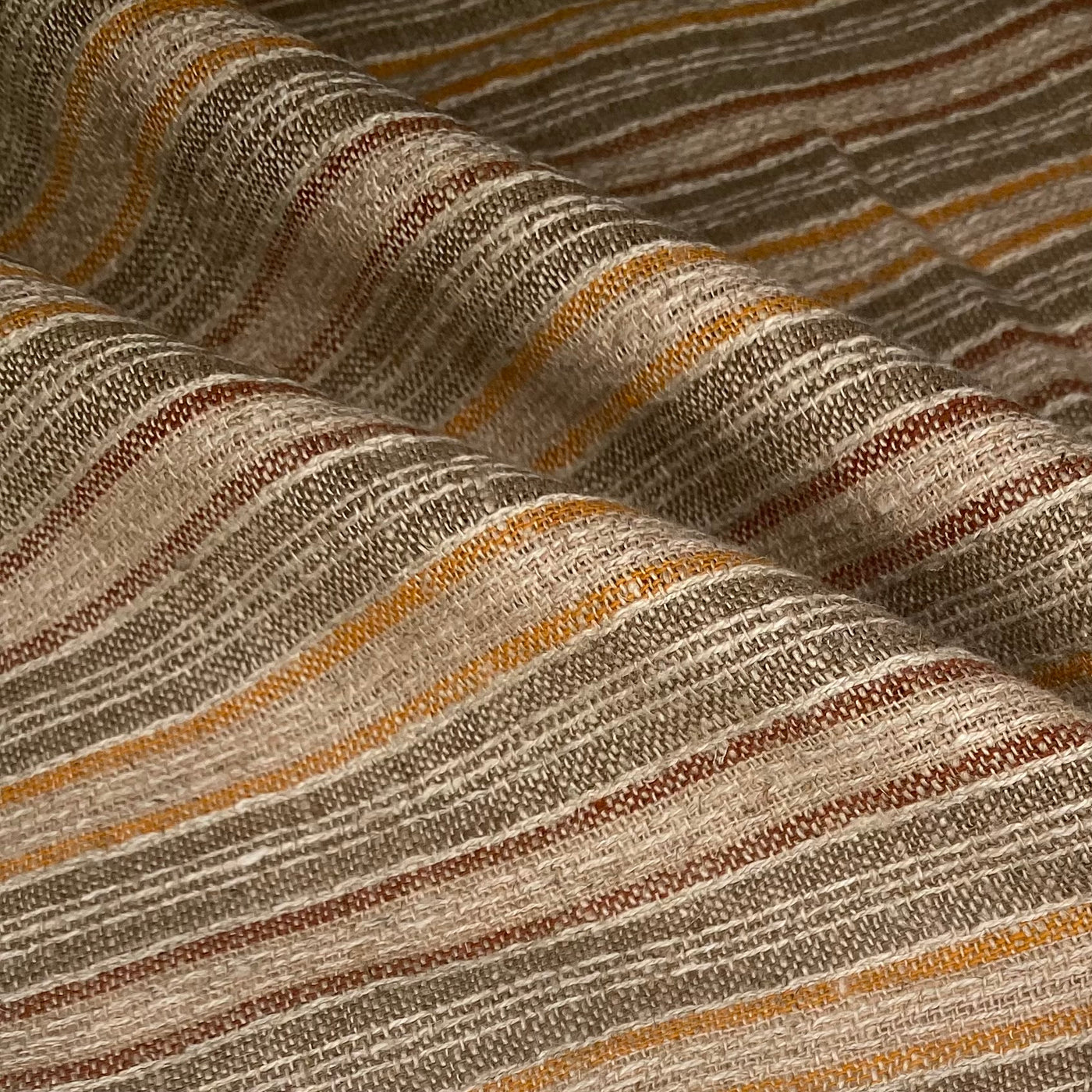 Striped Medium Weight Linen - Brown