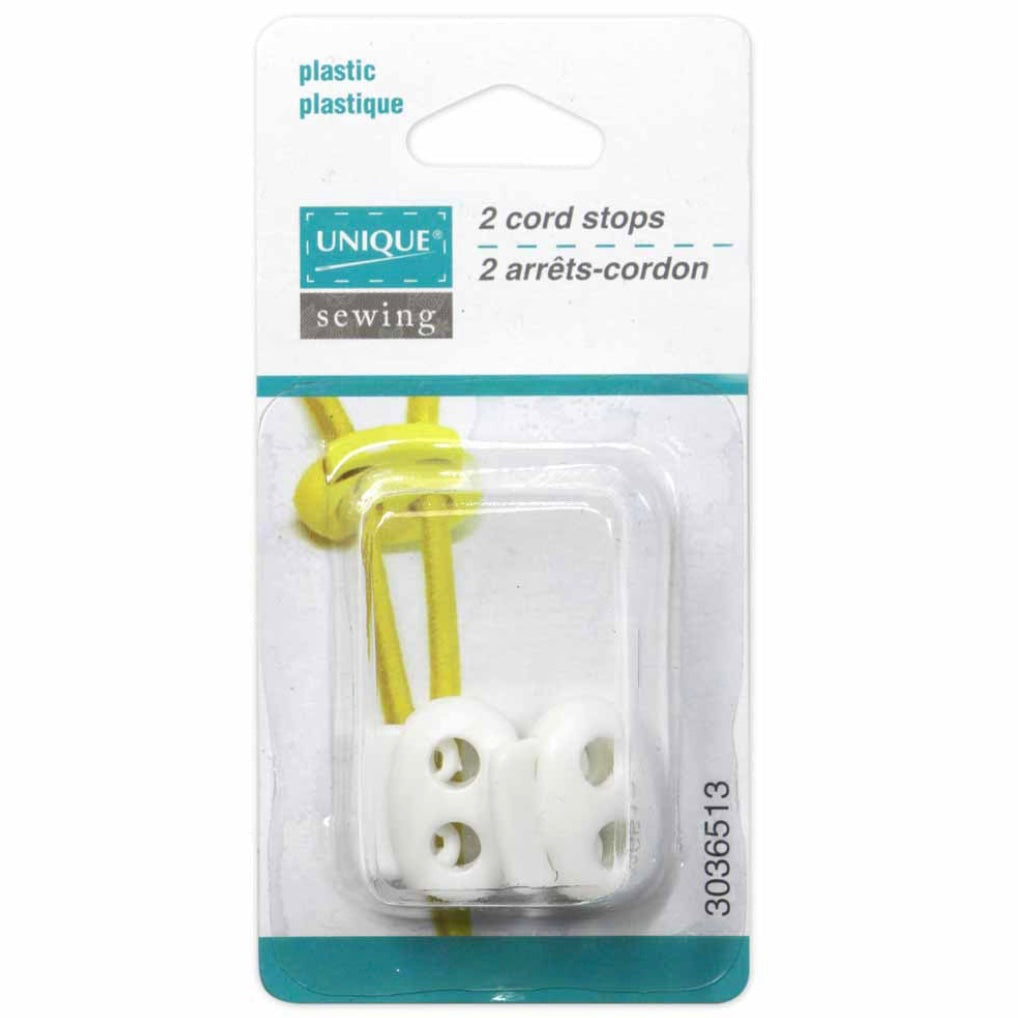 Plastic Two Hole Cord Stops - Black - 2 pcs
