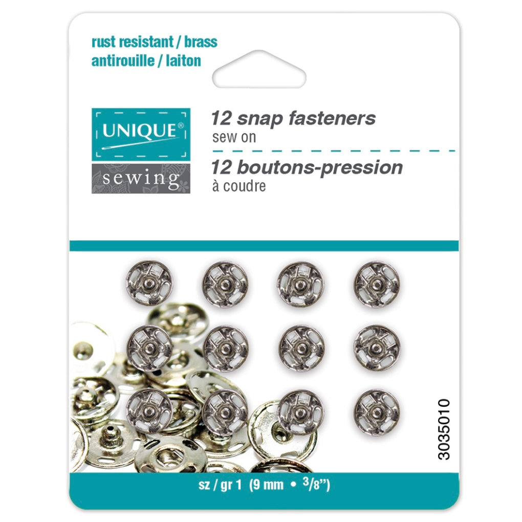 Sew On Snap Fasteners - 6mm (1/4″) - 12  sets - Nickel