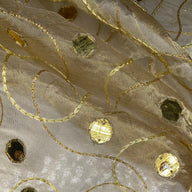Embroidered Sequin Silk Organza - Gold