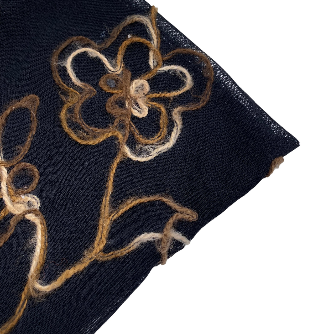 Embroidered Floral Stretch Mesh - Black/Brown