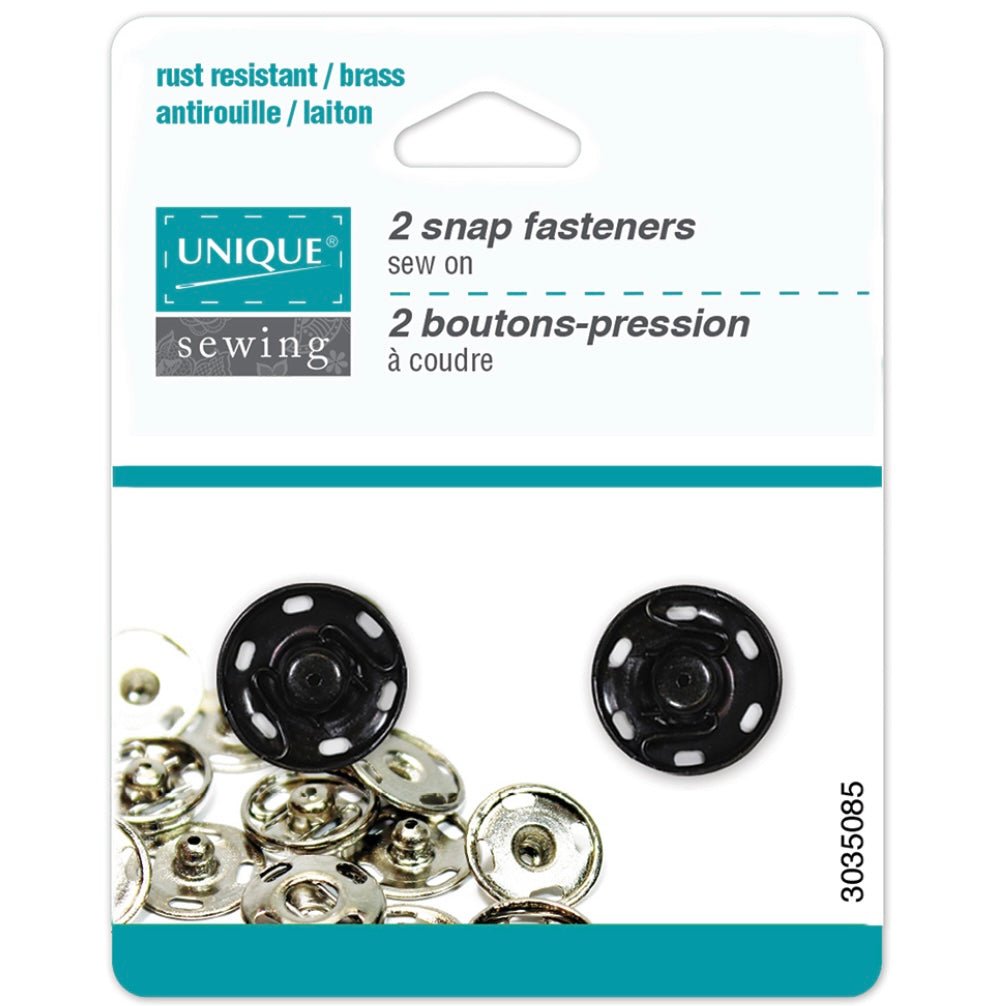 Sew On Snap Fasteners - 7mm (5/16″) - 12  sets - Black
