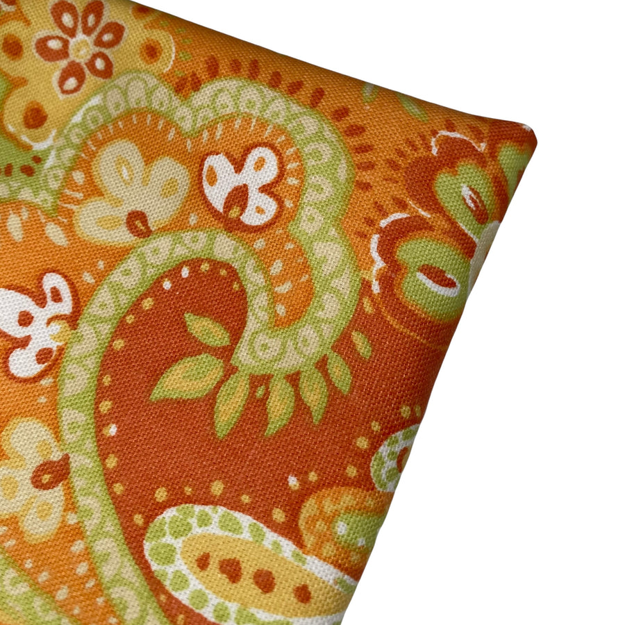 Printed Cotton Canvas - Paisley - Orange/Green
