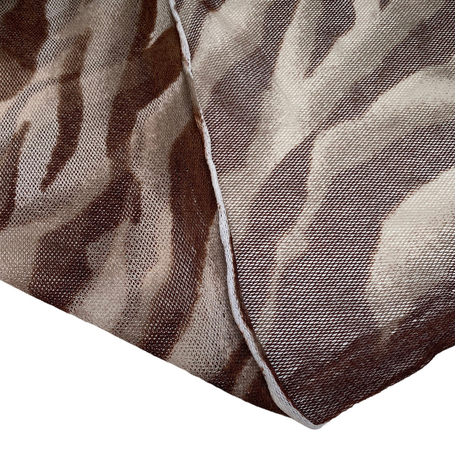 Printed Stretch Mesh - Zebra Print - Beige/Brown