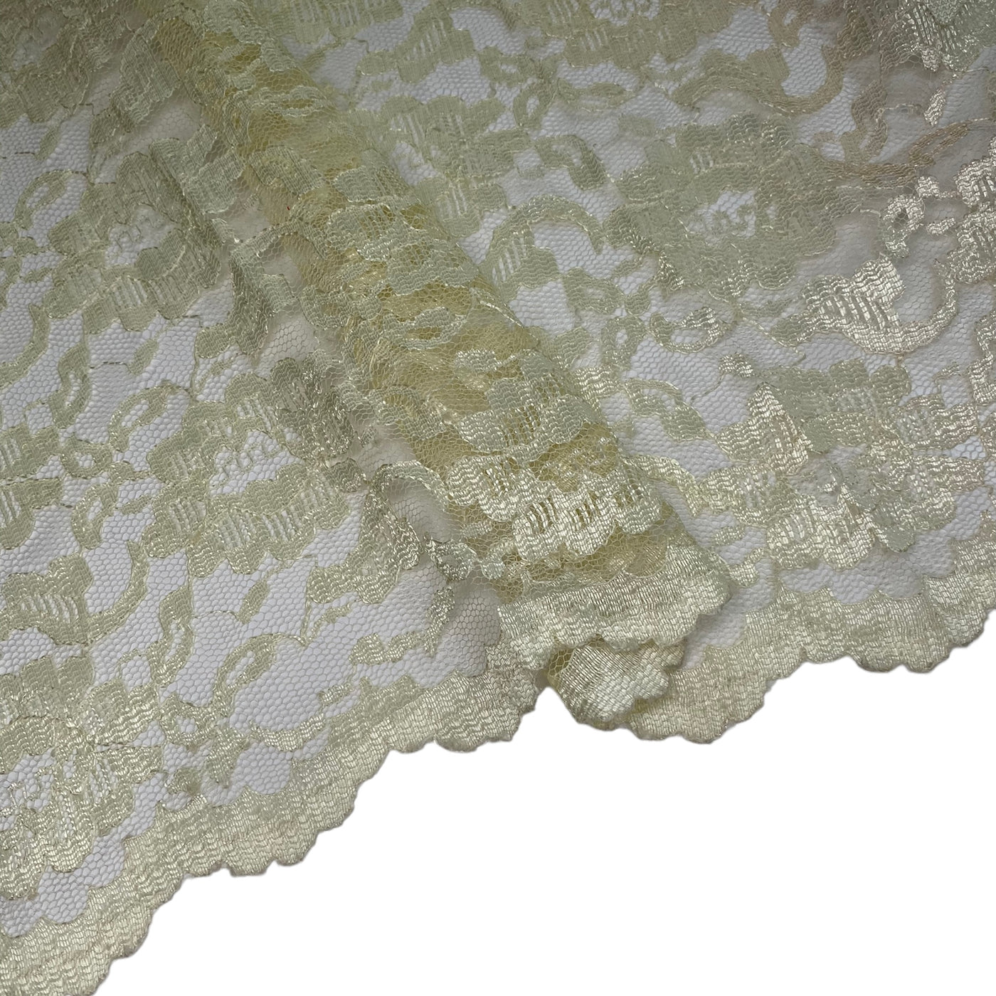 Floral Corded Lace with Scalloped Edges - Yellow · King Textiles