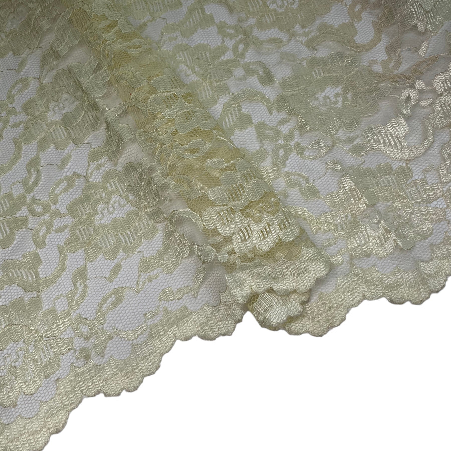 Floral Corded Lace with Scalloped Edges - Yellow