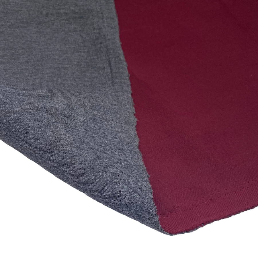 Stretch Bonded Scuba Knit - Burgundy/Heather Grey