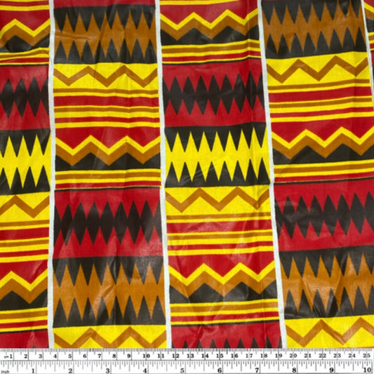 Waxed African Printed Cotton - Multi-Colour / Yellow / Red
