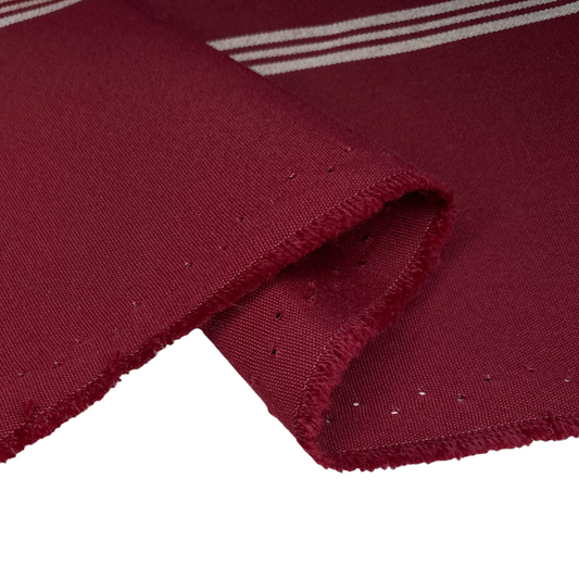 Sunbrella Striped Woven Upholstery - 48” - Burgundy/Beige