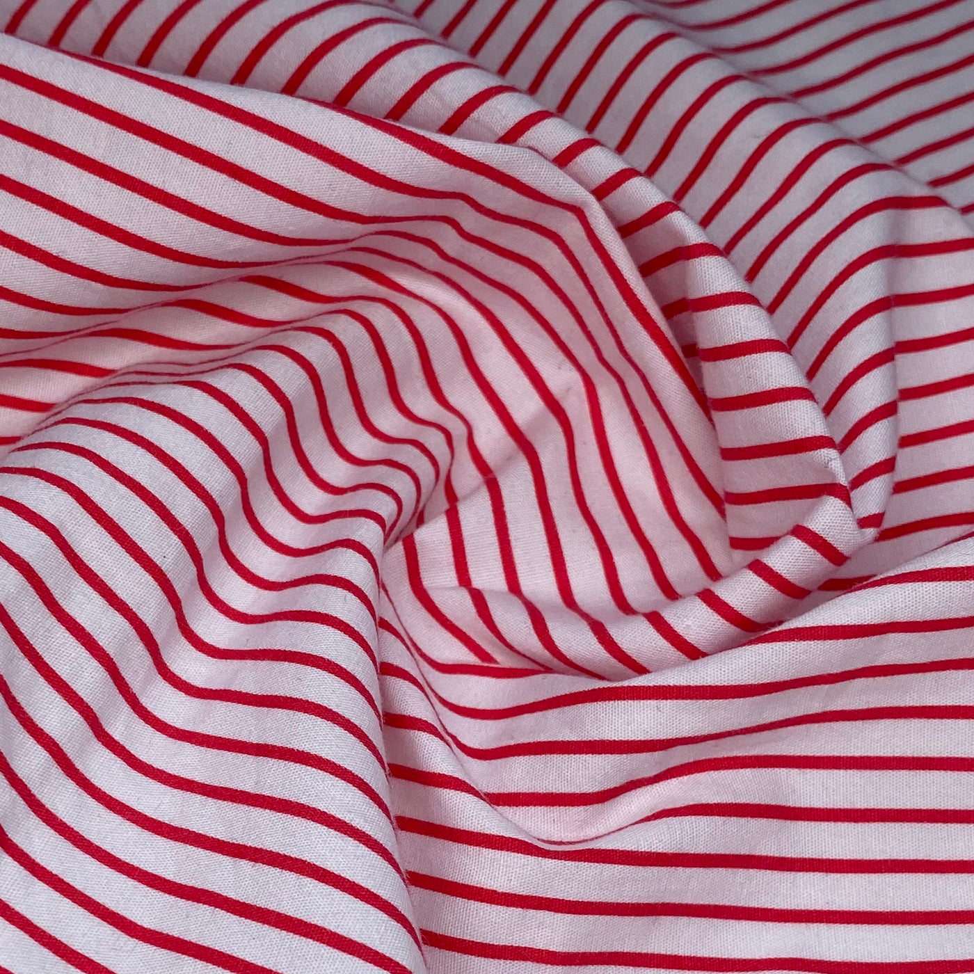 Striped Printed Cotton - White/Red