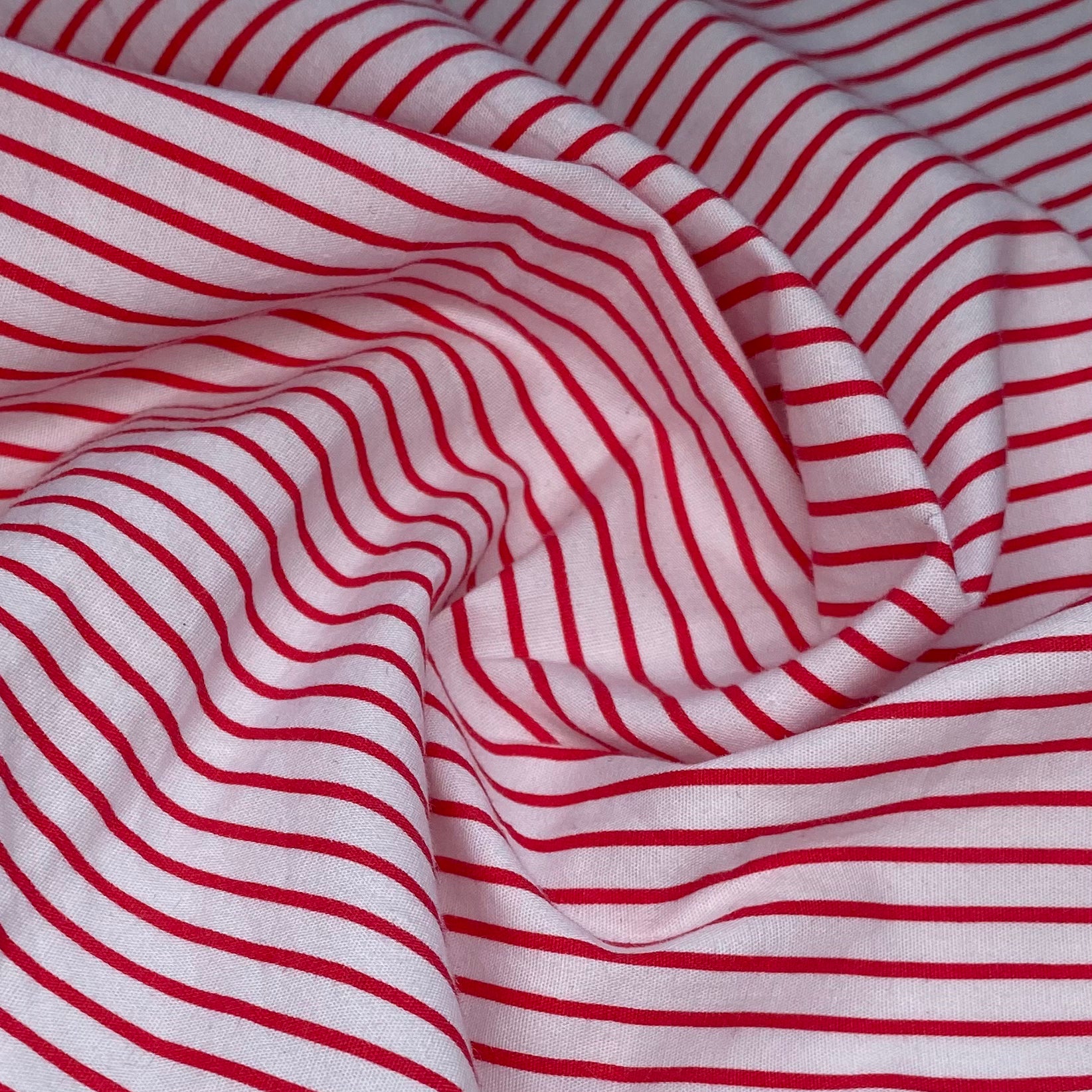 Striped Printed Cotton - White/Red