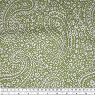 Printed Cotton Canvas Paisley - Green/White
