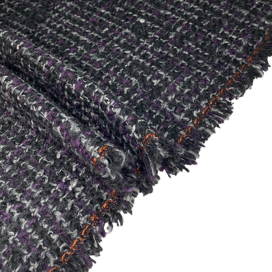 Wool Blend Coating - Remnant - Black/Purple/Grey