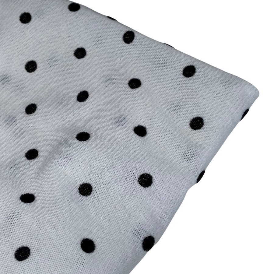 Burnout Stretch Mesh - Polka Dot - White/Black