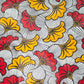 Waxed African Printed Cotton - Floral - Multi-Colour / Yellow / Red